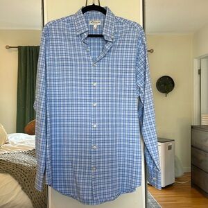 Peter Miller summer comfort blue checkered oxford button down.